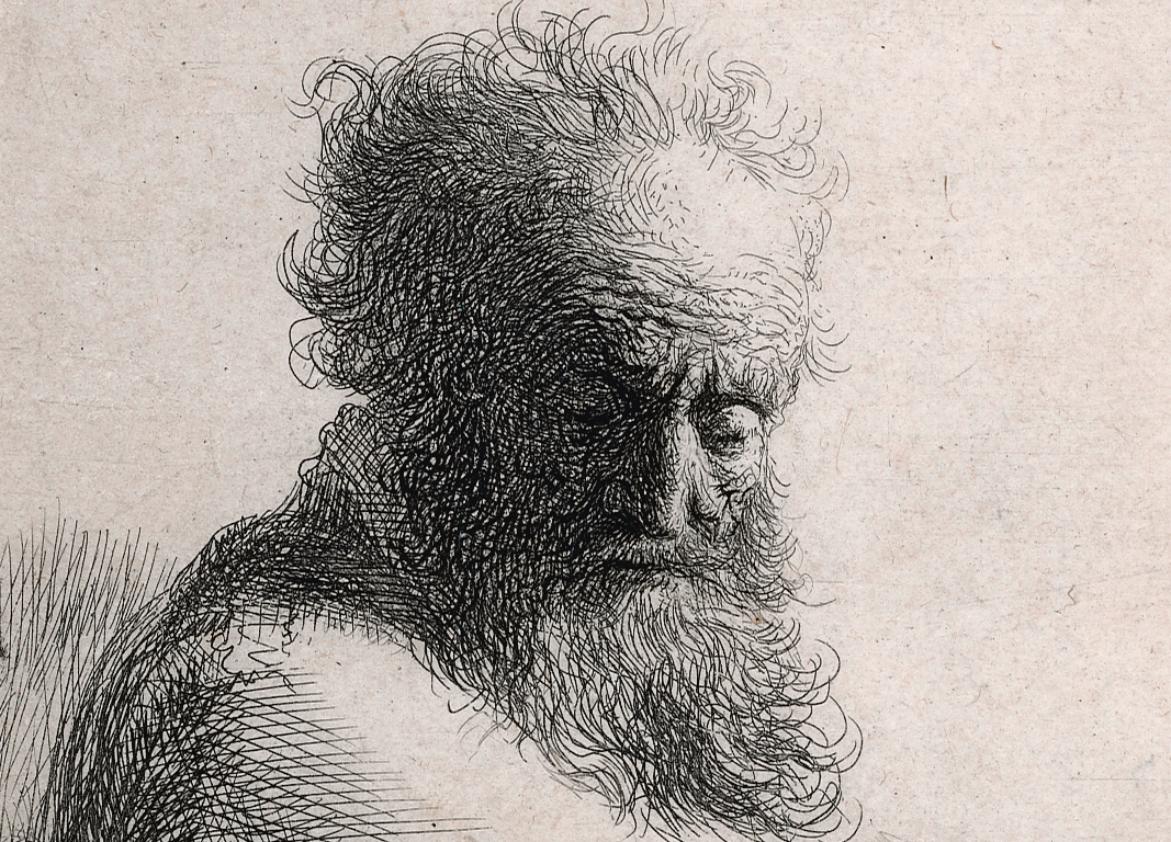 Rembrandt, Old man, looking down, 1631