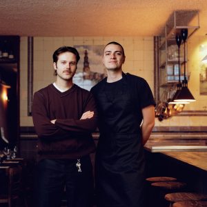 Room, intimate shared dining with natural wines in the Jordaan area